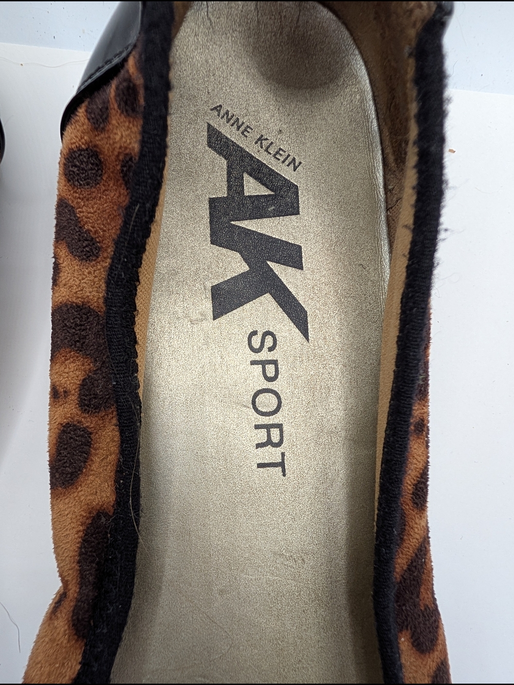 Anne Klein Sport Leopard Print Flats with Black Patent Toe and Silver Buckle - Picture 4 of 7